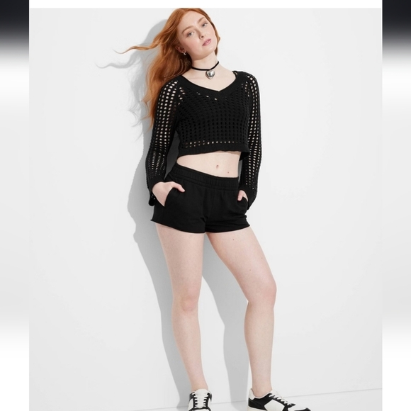 Women's High-Rise Knit Value Shorts - Wild Fable Black XL - Picture 1 of 11